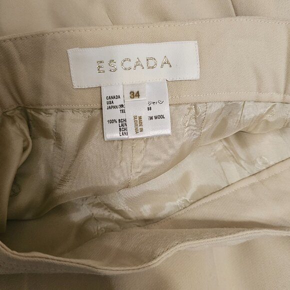 Escada Beige New Wool Pants Suit 34 (Small) - Picture 7 of 12